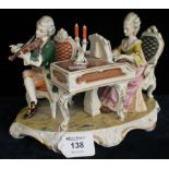 Kunst porcelain figural group of male and female playing the violin and piano. (B.P. 24% incl.