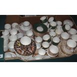 Tray of assorted china, mainly cabinet cups and saucers etc.