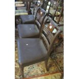 Set of three late 19th Century bobbin back dining chairs with leatherette seats,