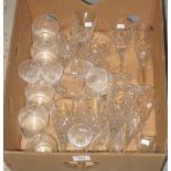 Tray of assorted drinking vessels to include: crystal tumblers; wine glasses etc. (B.P. 24% incl.