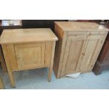 Vintage pine two door food cupboard, together with another pine, single door cupboard. (2) (B.P.