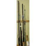 Group of ten assorted, mainly modern fly and beach casting rods, various,