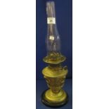 Early 20th Century brass double burner oil lamp with gilded metal,