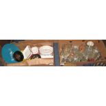 Two boxes of assorted brewerania items comprising: Double Diamond tankards;