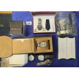 Box of assorted, predominantly gentlemen's wristwatches,