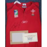 Rugby World Cup 2007 Wales shirt, signed by Steven Jones, with certificate of authenticity. (B.P.