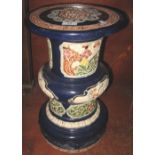 Oriental design ceramic baluster shaped garden or conservatory seat with reserved floral panels.