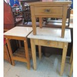 Pine butcher's block with marble top,