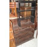Heavily stained oak open bookcase, together with another stained bookcase. (2) (B.P. 24% incl.