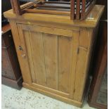 Vintage single door pine food or storage cupboard on a platform base. (B.P. 24% incl.