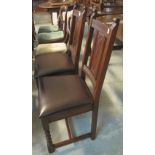 Pair of early 20th Century oak dining chairs with leatherette seats. (2) (B.P. 24% incl.