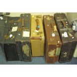 Group of five assorted vintage suitcases. (5) (B.P. 24% incl.