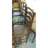 Set of four elm ladder back farmhouse kitchen chairs. (4) (B.P. 24% incl.