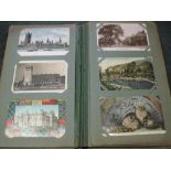 Postcards selection in old album, topographical, greetings,