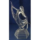 Crystal glass, Art Deco style figure of a dancing woman on stepped base. (B.P. 24% incl.