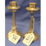 Pair of small silver circular tapering candlesticks, Birmingham hallmark. (2) (B.P. 24% incl.