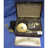 Late 19th Century Tunbridge ware jewellery box containing assorted costume jewellery, pearls,
