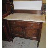 Early 20th Century oak marble topped, tiled back washstand. (B.P. 24% incl.