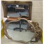 Three gilt and foliate framed modern mirrors together with a modern pine mirror. (4) (B.P. 24% incl.