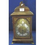 18th Century style mahogany bracket clock with brass face and silver chapter ring,