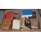 Three trays of assorted books to include: 'Children's Britannica',