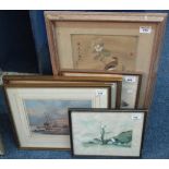 Group of assorted furnishing pictures mainly topographical and marine,