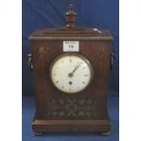 William IV rosewood architectural mantle clock with urn finial and loop handles,