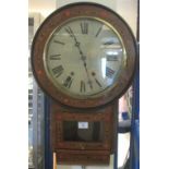 Victorian Tunbridge banded two train drop dial wall clock with painted Roman face. (B.P. 24% incl.