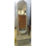 20th Century painted cheval type mirror with fitted drawer. (B.P. 24% incl.