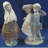 Two items of Lladro porcelain Childhood sweethearts,