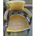 Early 20th Century mahogany upholstered tub type nursing chair. (B.P. 24% incl.