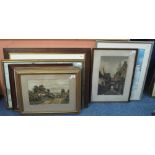 Collection of assorted furnishing prints and engravings, mainly topographical. Framed and glazed.
