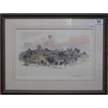 After Sir John Kyffin Williams, study of a Welsh villiage, limited edition coloured print,