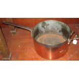 Large copper saucepan or preserving pan with iron handle. (B.P. 24% incl.