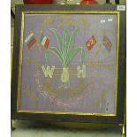 First World War period needlepoint embroidered silk banner 'Welch horse' 1915, 1916, 1917, Egypt,