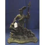 Early 20th Century cast metal doorstop in the form of a Highland soldier on naturalistic background.