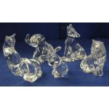 Group of six Lennox German clear glass studies of animals to include elephants etc. (6) (B.P.