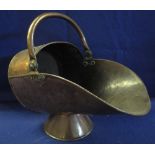 Copper coal scuttle on circular pedestal base. (B.P. 24% incl.