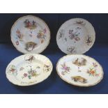 Pair of 19th Century Meissen porcelain shallow bowls decorated with birds and floral sprays with