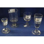 Group of 19th Century and later drinking glasses to include: rummer; toasting glass etc. (4) (B.P.