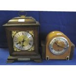 Large modern bracket type mantel clock with brass face, having silvered dial,