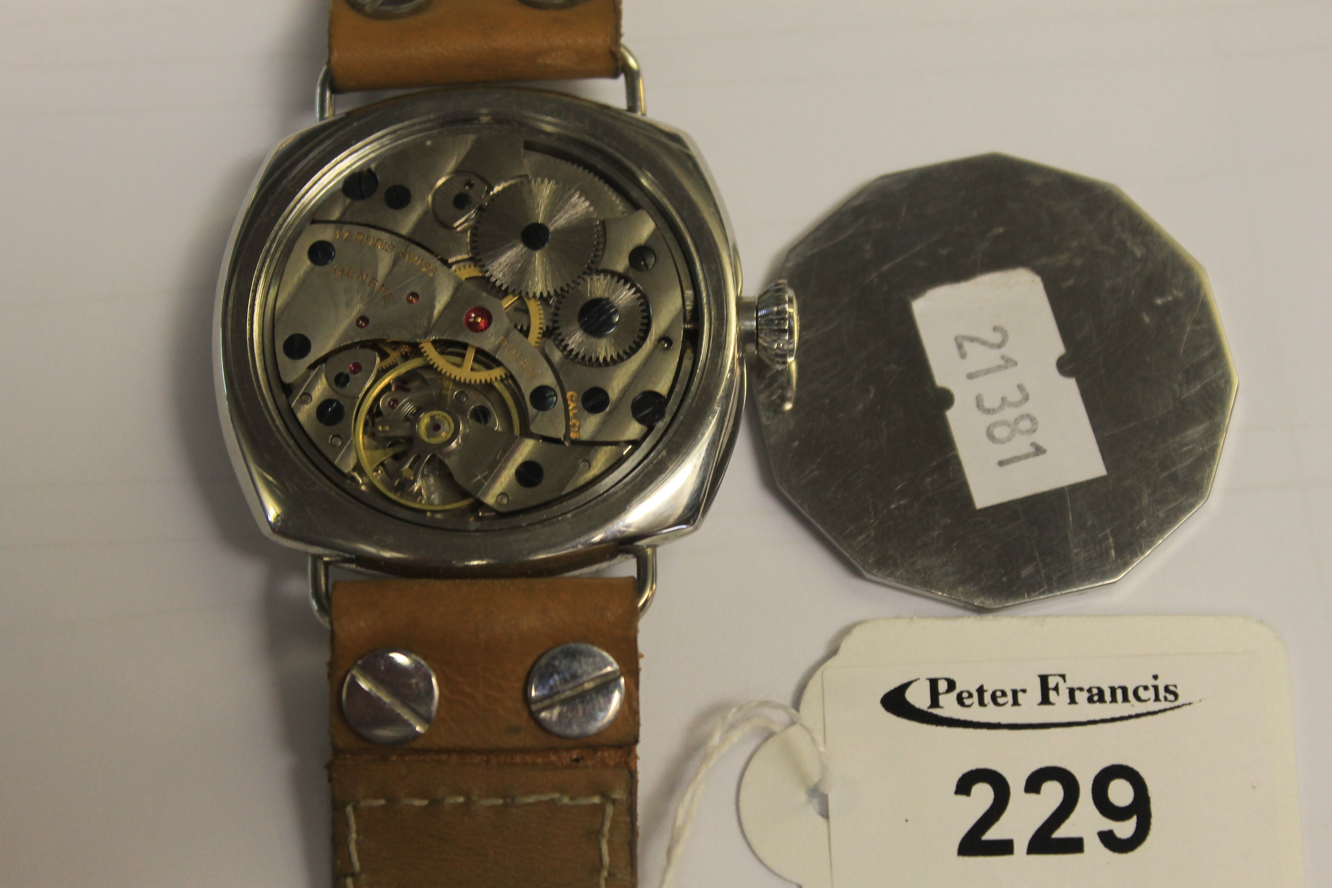 Panerai copy of a gent's wristwatch. Movement marked Rolex. (B.P. 24% incl. - Image 2 of 3