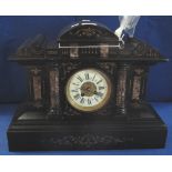 Late 19th/early 20th Century slate and marble architectural two train mantel clock with Roman