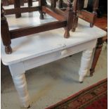 Late 19th Century painted pine kitchen farmhouse table with formica top. (B.P. 24% incl.