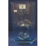 Art Glass two-tone oval turquoise and clear glass vase. (B.P. 24% incl.