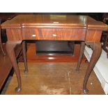 18th Century mahogany fold over tea table on cabriole legs and pad feet. (B.P. 24% incl.