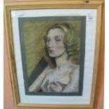 British School, (20th Century), portrait of a blond woman, pastels, 41 x 27cm. Framed. (B.P.