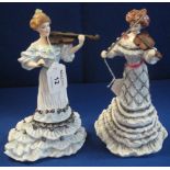 Two Royal Doulton bone china figurines: 'Edwardian String Quartet, Viola', HN3706,