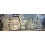 Group of good quality glass items to include: cut glass vases; fruit bowls and waisted vase. (5) (B.