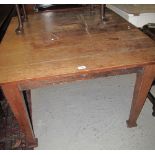 Edwardian oak extending dining table on square tapering legs and casters. (B.P. 24% incl.